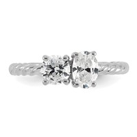 14K White Gold 1 Carat Lab Grown Diamond VS+ F+ Complete Two Stone Fashion Ring view 4