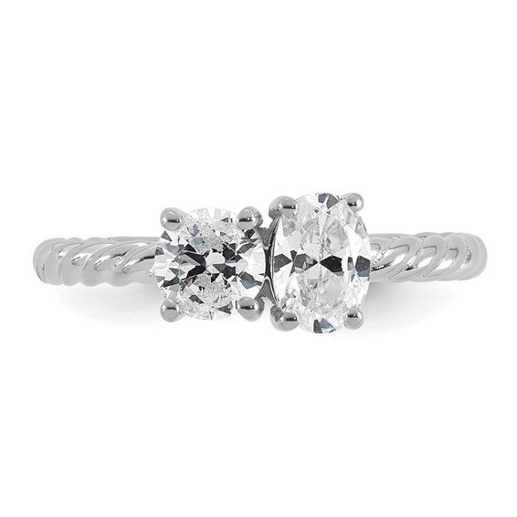 14k White Gold 1 carat Lab Grown Diamond VS+ F+ Complete Two Stone Fashion Ring