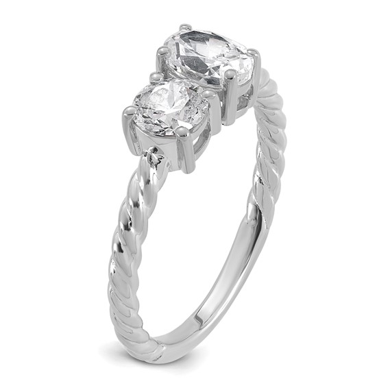 14k White Gold 1 carat Lab Grown Diamond VS+ F+ Complete Two Stone Fashion Ring