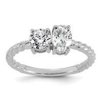 14K White Gold 1 Carat Lab Grown Diamond VS+ F+ Complete Two Stone Fashion Ring view 1