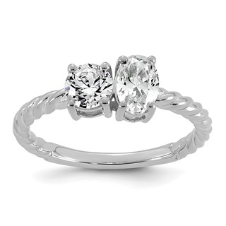 14k White Gold 1 carat Lab Grown Diamond VS+ F+ Complete Two Stone Fashion Ring