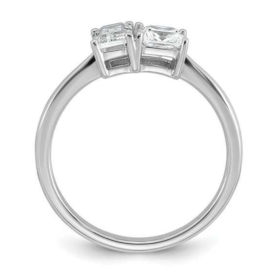 14k White Gold 1 carat Lab Grown Diamond VS+ F+ Complete Two Stone Fashion Ring