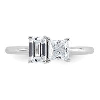 14K White Gold 1 Carat Lab Grown Diamond VS+ F+ Complete Two Stone Fashion Ring view 4