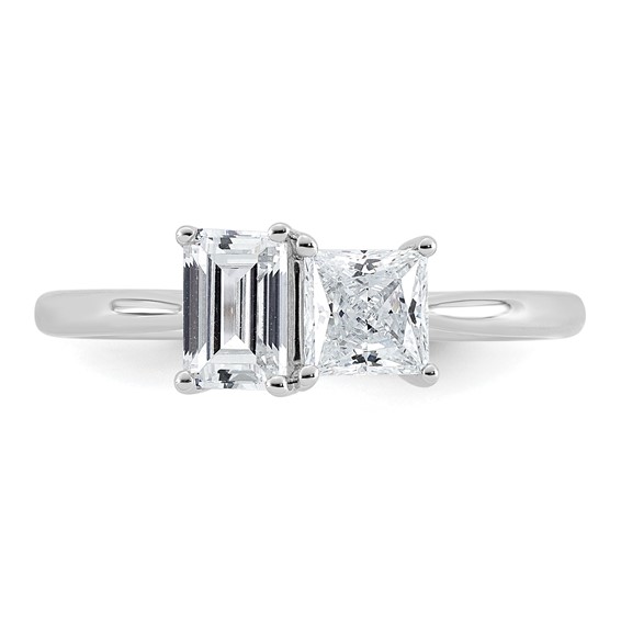 14k White Gold 1 carat Lab Grown Diamond VS+ F+ Complete Two Stone Fashion Ring