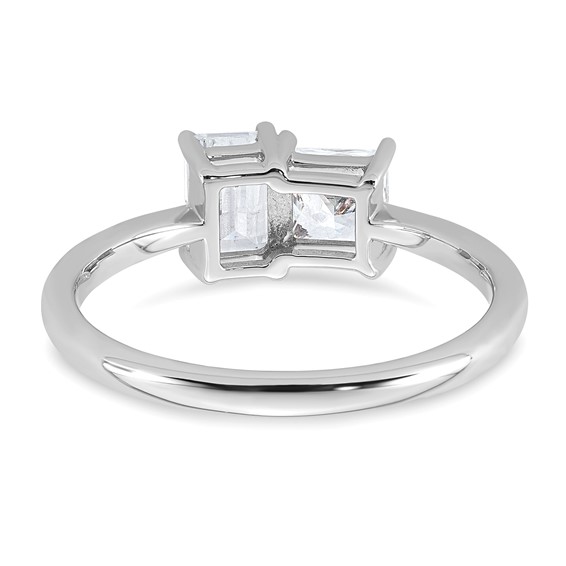 14k White Gold 1 carat Lab Grown Diamond VS+ F+ Complete Two Stone Fashion Ring