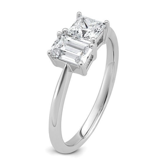 14k White Gold 1 carat Lab Grown Diamond VS+ F+ Complete Two Stone Fashion Ring