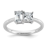 14K White Gold 1 Carat Lab Grown Diamond VS+ F+ Complete Two Stone Fashion Ring view 1