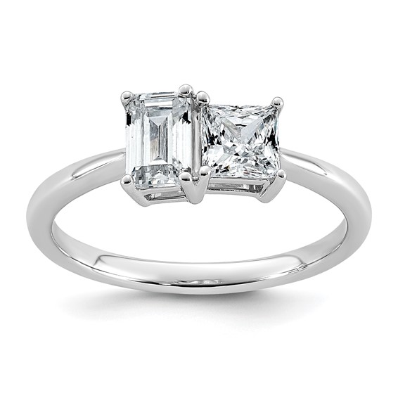 14k White Gold 1 carat Lab Grown Diamond VS+ F+ Complete Two Stone Fashion Ring