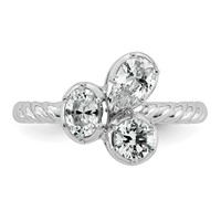 14K White Gold 1 Carat Lab Grown Diamond VS+ F+ Complete Three Stone Fashion Ring view 4