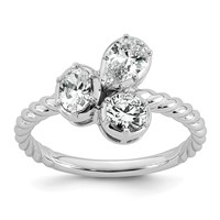 14K White Gold 1 Carat Lab Grown Diamond VS+ F+ Complete Three Stone Fashion Ring view 1