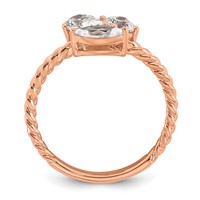 14K Rose Gold 1 Carat Lab Grown Diamond VS+ F+ Complete Three Stone Fashion Ring view 2