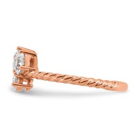 14K Rose Gold 1 Carat Lab Grown Diamond VS+ F+ Complete Three Stone Fashion Ring view 3