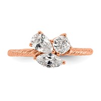 14K Rose Gold 1 Carat Lab Grown Diamond VS+ F+ Complete Three Stone Fashion Ring view 4