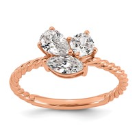 14K Rose Gold 1 Carat Lab Grown Diamond VS+ F+ Complete Three Stone Fashion Ring view 1