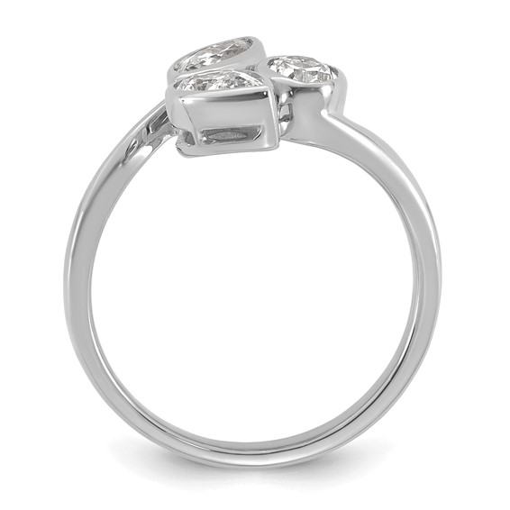 14k White Gold 1 carat Lab Grown Diamond VS+ F+ Complete Three Stone Fashion Ring