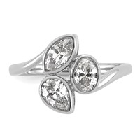 14K White Gold 1 Carat Lab Grown Diamond VS+ F+ Complete Three Stone Fashion Ring view 4