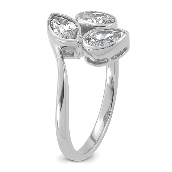 14k White Gold 1 carat Lab Grown Diamond VS+ F+ Complete Three Stone Fashion Ring