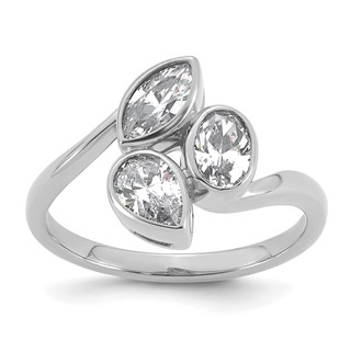 14k White Gold 1 carat Lab Grown Diamond VS+ F+ Complete Three Stone Fashion Ring