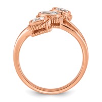 14K Rose Gold 1 Carat Lab Grown Diamond VS+ F+ Complete Three Stone Bezel Set Fashion Ring view 2