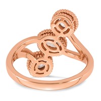 14K Rose Gold 1 Carat Lab Grown Diamond VS+ F+ Complete Three Stone Bezel Set Fashion Ring view 5