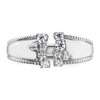 14K White Gold 0.25 Carat Lab Grown Diamond VS+ F+ Complete Fashion Ring view 4