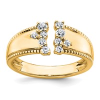 14K Yellow Gold 0.25 Carat Lab Grown Diamond VS+ F+ Complete Fashion Ring view 1