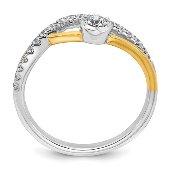 14k Two-Tone Yellow and White Gold 1/3 carat Lab Grown Diamond VS+ F+ Complete Fashion Twist Ring