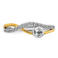 14K Two-Tone Yellow and White Gold 0.33 Carat Lab Grown Diamond VS+ F+ Complete Fashion Twist Ring view 4