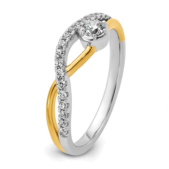 14k Two-Tone Yellow and White Gold 1/3 carat Lab Grown Diamond VS+ F+ Complete Fashion Twist Ring