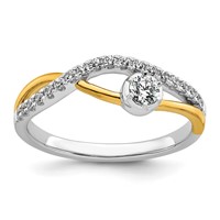 14K Two-Tone Yellow and White Gold 0.33 Carat Lab Grown Diamond VS+ F+ Complete Fashion Twist Ring view 1