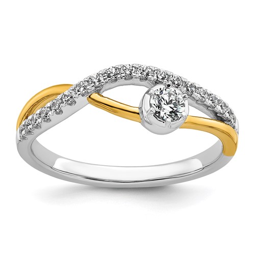 14K Two-Tone Yellow and White Gold 0.33 Carat Lab Grown Diamond VS+ F+ Complete Fashion Twist Ring