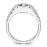 IBGoodman 14K White Gold 1 Carat Lab Grown Diamond VS+ F+ Round Complete Men's Ring view 2