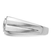 IBGoodman 14K White Gold 1 Carat Lab Grown Diamond VS+ F+ Round Complete Men's Ring view 3
