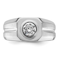 IBGoodman 14K White Gold 1 Carat Lab Grown Diamond VS+ F+ Round Complete Men's Ring view 4