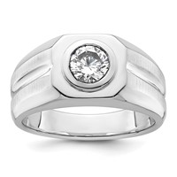IBGoodman 14K White Gold 1 Carat Lab Grown Diamond VS+ F+ Round Complete Men's Ring view 1