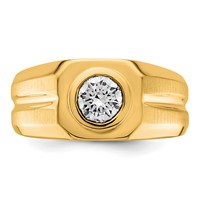 IBGoodman 14K Yellow Gold 1 Carat Lab Grown Diamond VS+ F+ Round Complete Men's Ring view 4