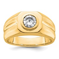 IBGoodman 14K Yellow Gold 1 Carat Lab Grown Diamond VS+ F+ Round Complete Men's Ring view 1