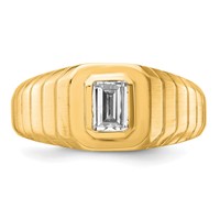 IBGoodman 14K Yellow Gold 0.75 Carat Lab Grown Diamond VS+ F+ Radiant Complete Men's Ring view 4