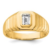 IBGoodman 14K Yellow Gold 0.75 Carat Lab Grown Diamond VS+ F+ Radiant Complete Men's Ring view 1