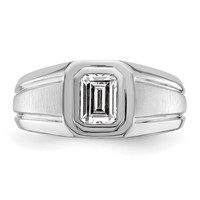 IBGoodman 14K White Gold 1 Carat Lab Grown Diamond VS+ F+ Radiant Complete Men's Ring view 4