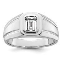 IBGoodman 14K White Gold 1 Carat Lab Grown Diamond VS+ F+ Radiant Complete Men's Ring view 1