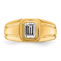 IBGoodman 14K Yellow Gold 1 Carat Lab Grown Diamond VS+ F+ Radiant Complete Men's Ring view 4