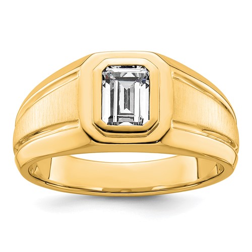IBGoodman 14K Yellow Gold 1 Carat Lab Grown Diamond VS+ F+ Radiant Complete Men's Ring