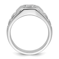 IBGoodman 14K White Gold 1 Carat Lab Grown Diamond VS+ F+ Radiant Complete Men's Ring view 2