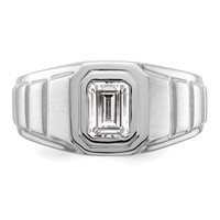 IBGoodman 14K White Gold 1 Carat Lab Grown Diamond VS+ F+ Radiant Complete Men's Ring view 4
