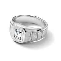IBGoodman 14K White Gold 1 Carat Lab Grown Diamond VS+ F+ Radiant Complete Men's Ring view 5