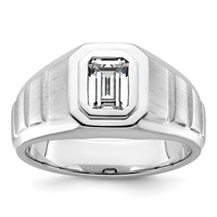 IBGoodman 14K White Gold 1 Carat Lab Grown Diamond VS+ F+ Radiant Complete Men's Ring view 1