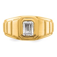 IBGoodman 14K Yellow Gold 1 Carat Lab Grown Diamond VS+ F+ Radiant Complete Men's Ring view 4