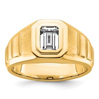 IBGoodman 14K Yellow Gold 1 Carat Lab Grown Diamond VS+ F+ Radiant Complete Men's Ring view 1