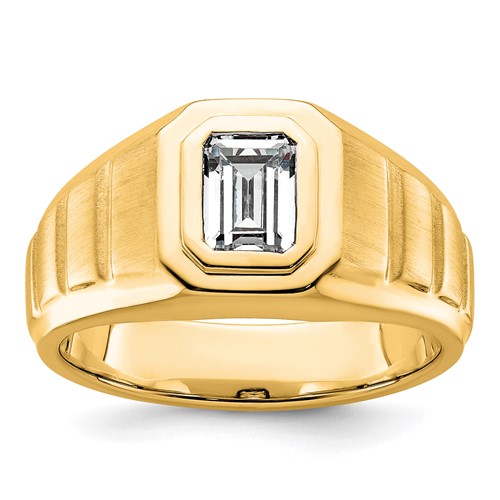 IBGoodman 14K Yellow Gold 1 Carat Lab Grown Diamond VS+ F+ Radiant Complete Men's Ring